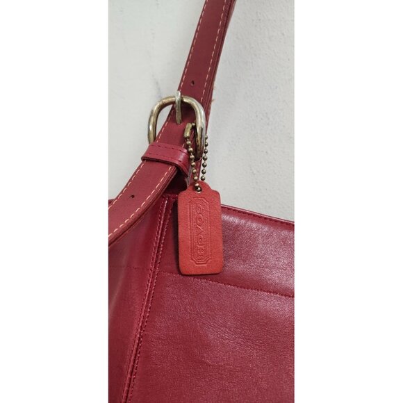 Vintage Coach Leather Tote Bag Burgundy Red USA Made Shopper Shoulder Bag - Picture 4 of 16